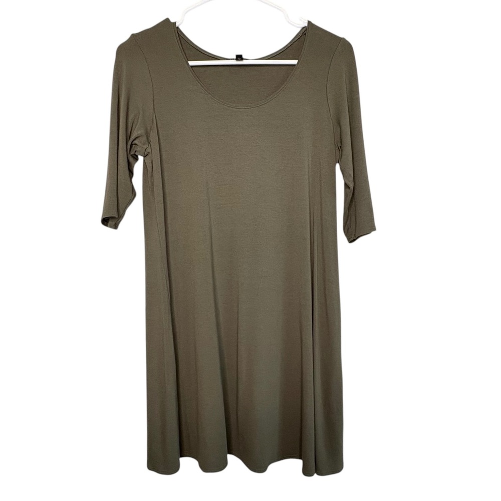 Eileen Fisher‎ Tunic Top Size Small Olive Green Stretch Viscose/Spandex Blouse